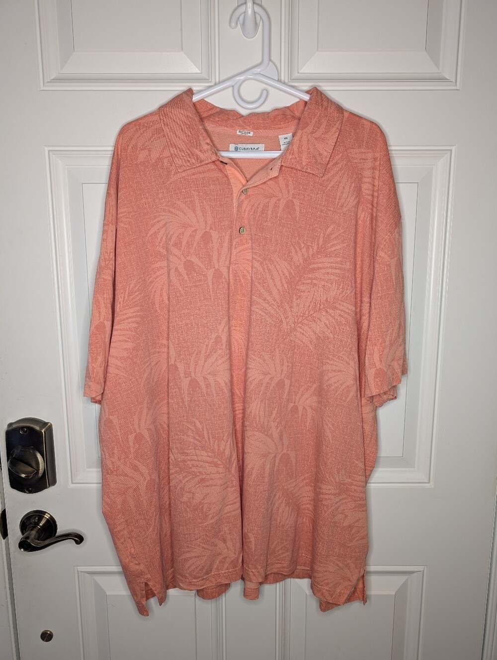 Cubavera Tropical Polo Shirt Cotton Men's Size 4X Orange Peach Coral